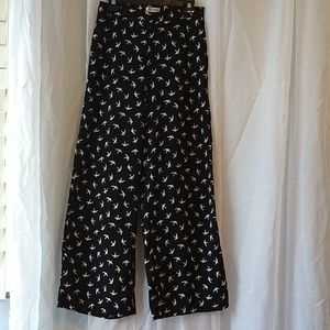 Olsenboye Black + White Sparrow Print Pants